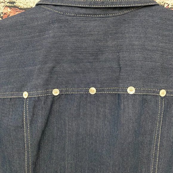 Coastal Grandma Vintage Vanity Fair Women Snap Button Shirt Size 16 XL Denim - Picture 3 of 9
